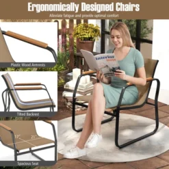 Tangkula 3-Piece Bistro Set Patio Chairs & Side Table W/ Storage Basket Breathable Mesh Fabric -Tangkula GUEST fe1aefd7 e96d 4382 8287 8cfc07a25ed2