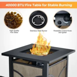 Tangkula 25’’ Propane Fire Pit Table 40,000 BTU Gas Fire Pit Patio Square Firetable For Backyard Garden Deck -Tangkula GUEST fe267adf 4e78 4f9b ab6e e5a5470e016c