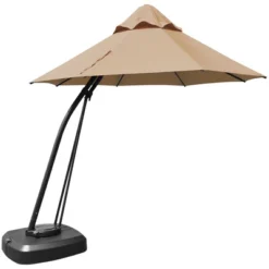 Tangkula 11ft Cantilever Offset Hanging 360°Rotation Patio Umbrella With Umbrella Base -Tangkula GUEST fe2985c9 31f9 4754 b477 baed29ebfe9f