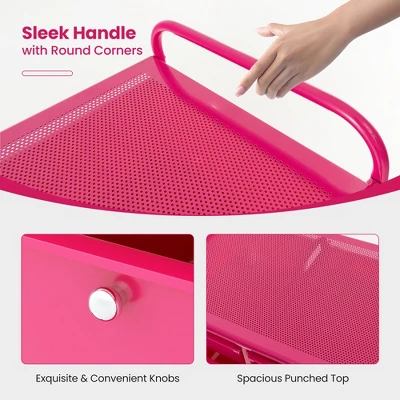 Tangkula 15 Drawer Rolling Storage Cart Opaque Multicolor Drawers Home Organizer Mixed Hot Pink 8 Tangkula 15 Drawer Rolling Storage Cart Opaque Multicolor Drawers Home Organizer Mixed Hot Pink - Image 6