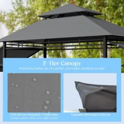 Tangkula 13.5' X 4' Patio BBQ Grill Gazebo Side Awnings Shelves 2-Tier Canopy Outdoor -Tangkula GUEST fea006cc 4e40 4925 a5b7 a3a06dbad065