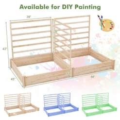 Tangkula Raised Garden Bed With 3 Trellises Outdoor Wood Planter Box With Divided Compartments -Tangkula GUEST feba0903 9ab9 4a02 ad70 8ef6078eaed8