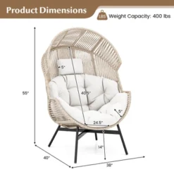Tangkula Wicker Stationary Egg Chair Lounge Basket Sofa Chair W/ Heavy-Duty Metal Frame -Tangkula GUEST ff1685ba 640b 4da0 af18 38e344456c9b