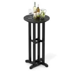 Tangkula 21.5" Round Bar Table Patio HDPE Bar Height Dining Table W/ Slatted Tabletop -Tangkula GUEST ff175b0d 4b2c 4913 a2e8 dd5a58e20120
