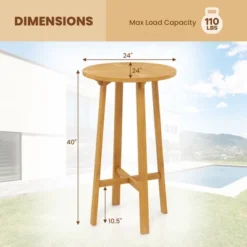 Tangkula 24" Bar Height Table W/ Footrest Patio Bistro Table For Indoors Outdoors -Tangkula GUEST ff370955 2fc3 452b 9385 64dfb4a9706a