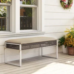 Tangkula 43 Inch Patio Rectangle Ottoman W/ Metal Legs & Seat Cushion -Tangkula GUEST ff3905bb 3909 456b ba94 35522ab8857b 1