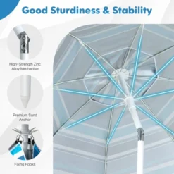 Tangkula 6.5 FT Patio Portable Beach Adjustable Umbrella W/ Sandbag 22 Tangkula 6.5 FT Patio Portable Beach Adjustable Umbrella W/ Sandbag -Tangkula GUEST ff723ee8 f10e 43b0 a614 40bd13adf623