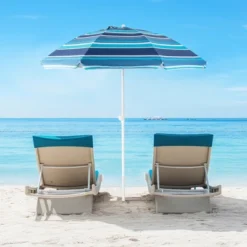 Tangkula 6.5 FT Patio Portable Beach Adjustable Umbrella W/ Sandbag