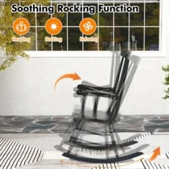 Tangkula Wooden Rocking Chair Single Rocker Indoor Garden Patio Yard Black -Tangkula GUEST ffe8f0fb 1bdd 4545 aafa a96146daafc0