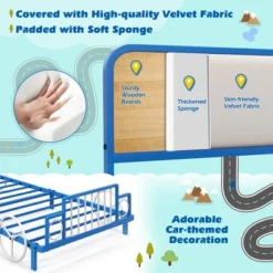 Tangkula Twin Size Kids Bed Frame Car Shaped Metal Platform Bed W/ Upholstered Headboard -Tangkula GUEST ffea85b3 1f5d 4b11 805e 247ade7af5c0