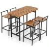 Tangkula Acacia Wood Patio Table & Chair Set 5 Pcs Outdoor Dining Set W/ 1 Table & 4 Bar Height Chairs -Tangkula GUEST fff08ec6 75a0 4643 aa31 e80227167aba
